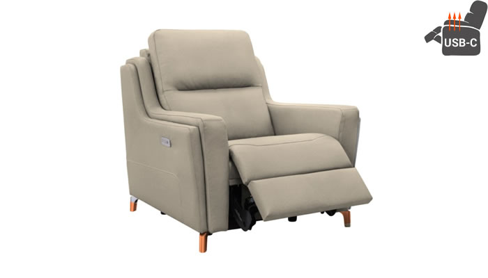 Parker Knoll Portland Recliner Armchair USB Heated Seat Ginny Oyster Mahogany Leg